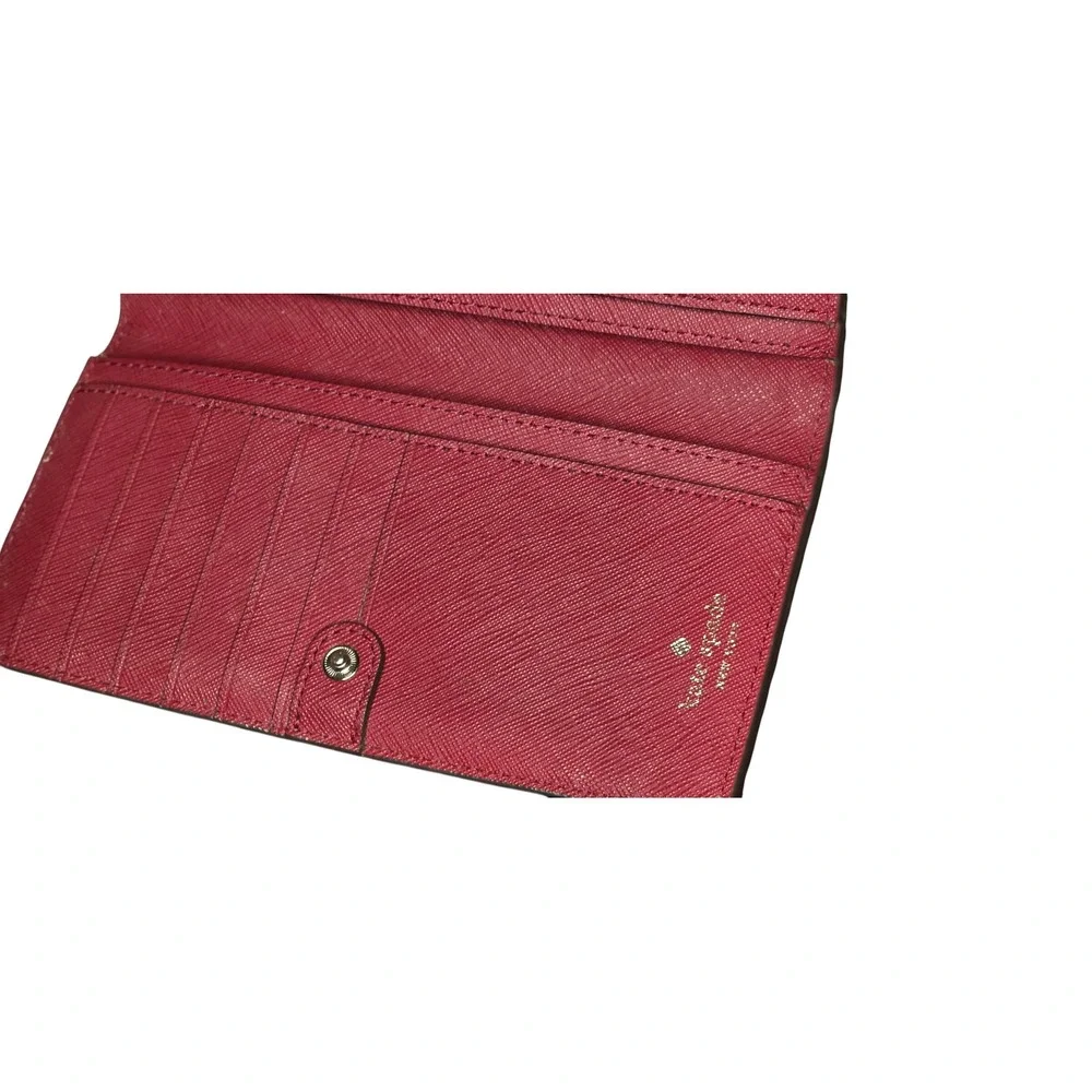 Wallet Kate Spade Pebbled Leather Slim Bifold Womens Orchid Pink